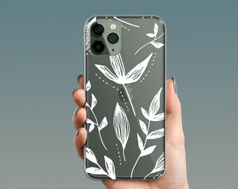 iPhone or Samsung Tough Case MESSYheart original design artsy retro swirl sage green plant leaf vintage surf style