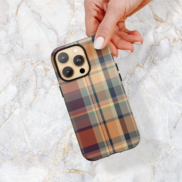 Winter Plaid Phone Case in Muted Neutral & Natural Colors - Fall Phone Case - iPhone 15 Pro Max 14 Plus 13 mini 12 11 Samsung S23 Ultra S22+