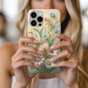 Wildflower Stained Glass Phone Case in Soft Neutrals -iPhone 16 Pro Max 15 Plus 14 Pro 13 12 Mini Samsung S25 Ultra S24 PLUS S23 S22 MagSafe