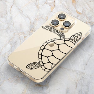 Sea Turtle Phone Case in Black & Clear - Ocean Animal - Beach Island Life - iPhone 16 Pro Max 15 Pro 14 13 mini 12 11 Samsung S24 ULTRA S23