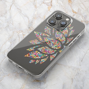 Lotus Flower Phone Case in Clear - Spiritual Wellness - Mindfulness - iPhone 14 Pro Max Plus - 13 mini 12 11 XS Max X XR SE Samsung S22 S21