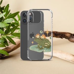 Whimsical Frog Phone Case in Clear - Cottagecore Woodland Forest Toad - iPhone 16 Pro Max 15 Pro 14 13 mini 12 Samsung S25 Ultra S24