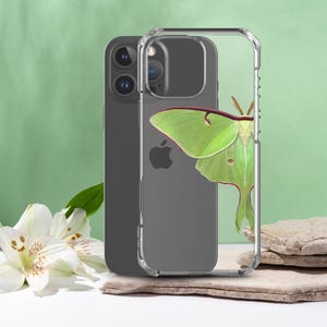 Luna Moth Phone Case in Clear - Moon Moth Insect - Magical Woodland Forest -iPhone 16 Pro Max 15 Pro 14 13 mini 12 Samsung S25 ULTRA S24 S23