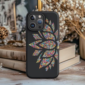 Lotus Flower Phone Case in Black - Spiritual Wellness - Mindfulness - iPhone 15 Pro Max - iPhone 14 Pro 13 mini 12 11 Samsung S23 Ultra S22