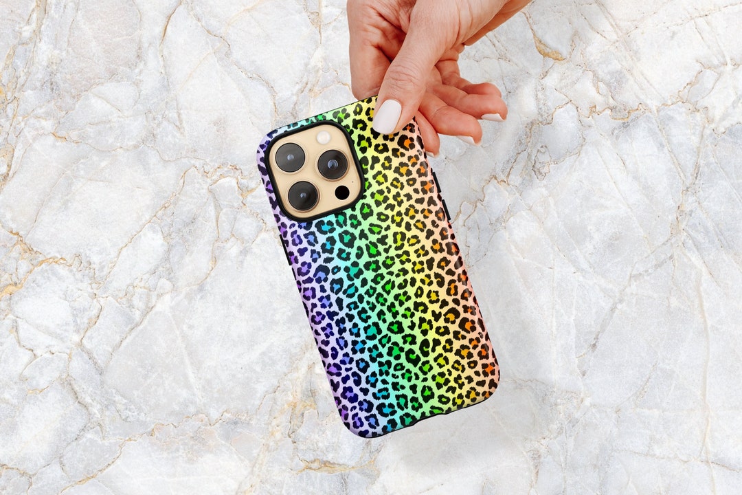 90's Nostalgia Rainbow Leopard Print Phone Case Kidcore