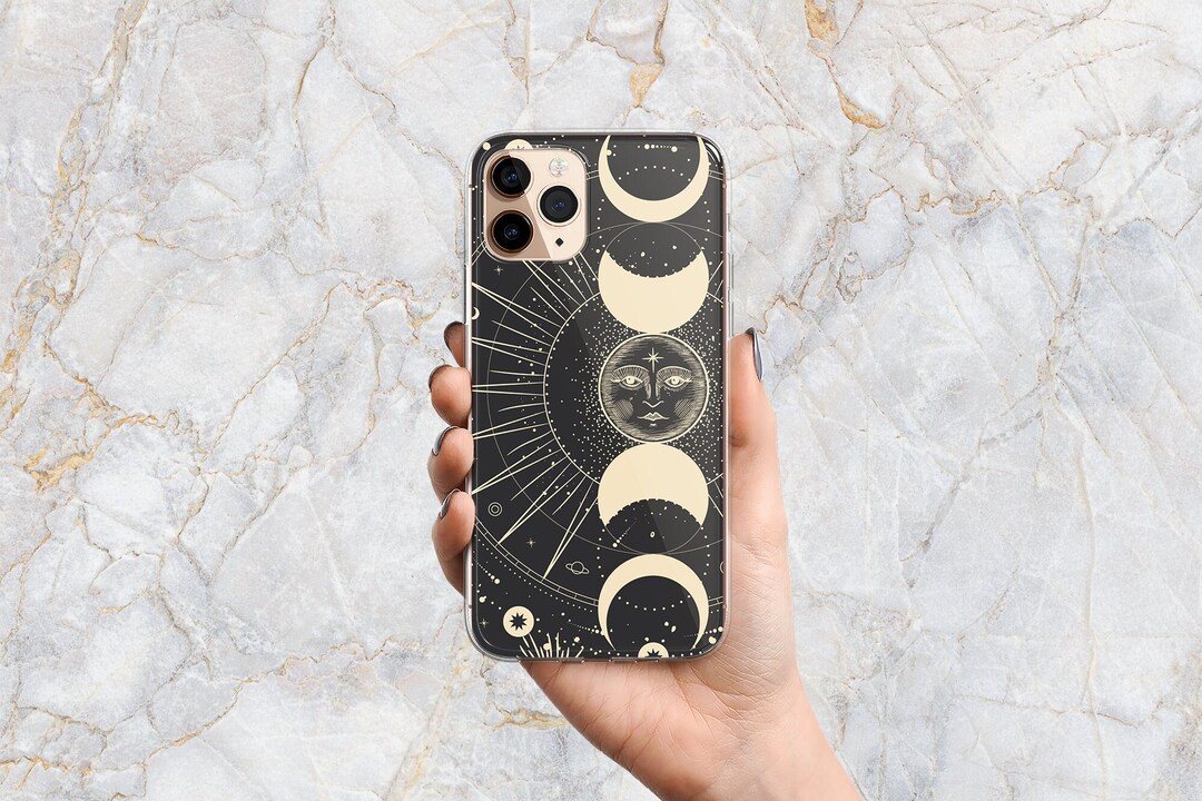 Iphone Rx Fake Moon Celestial Moon & Stars Phone Case in Black / Clear - Astronomy Zodiac ...