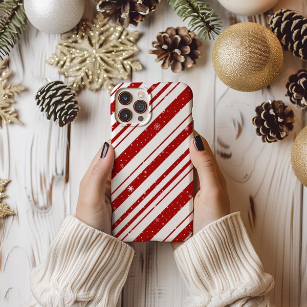 Peppermint Candy Cane Phone Case - Winter Christmas Holiday -iPhone 17 Pro Max 17 Air 16 Pro 15 14 13 mini Samsung S24 ULTRA S23 S22 MagSafe