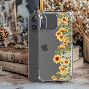 Fall Sunflower Phone Case in Clear - Cottagecore Autumn Florals - iPhone 16 Pro Max 15 Pro 14 13 12 mini 11 Samsung S25 ULTRA S24 Plus S23