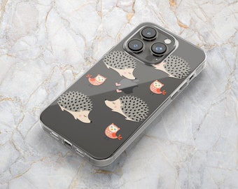 Hedgehogs & Tiny Owls Phone Case in Clear - Cute Animal Phone Case - Girl Gift - iPhone 14 Pro Max 13 mini 12 11 XR XS X SE Samsung S22 S10+