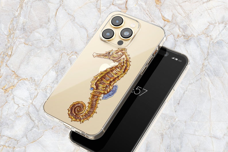 Seahorse Phone Case in Clear Ocean Animals Tropical Sea Creatures iPhone 15 Pro Max 14 Plus 13 mini 12 11 XS X XR SE Samsung S22 S21 画像 1