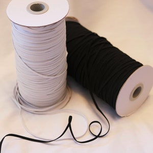 1/8&quot; elastic, 3mm flat elastic, 1/8&quot; soft elastic cord, white thin elastic, black elastic