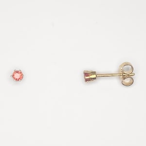 Orange Sapphire Round Stud Earrings 14k Yellow Gold