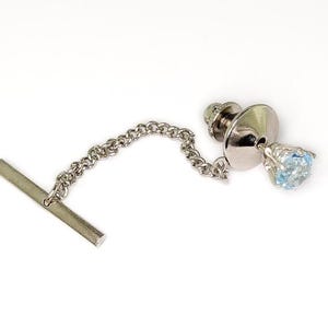 6 mm Round Blue Topaz Sterling Silver Tie Tack Pin