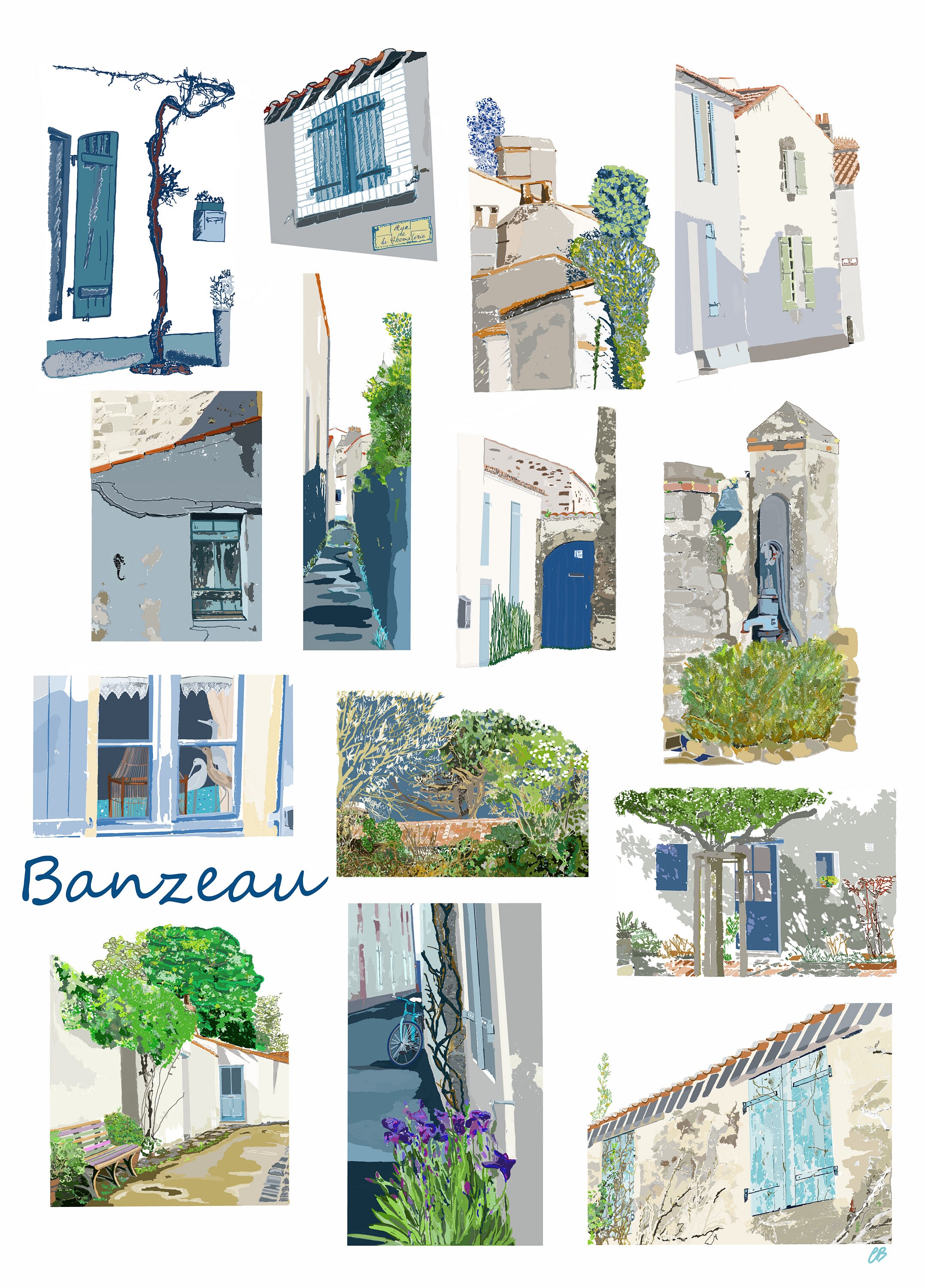 Affiche Noirmoutier-Quartier Banzeau -Noirmoutier - Mer - Littoral Atlantique