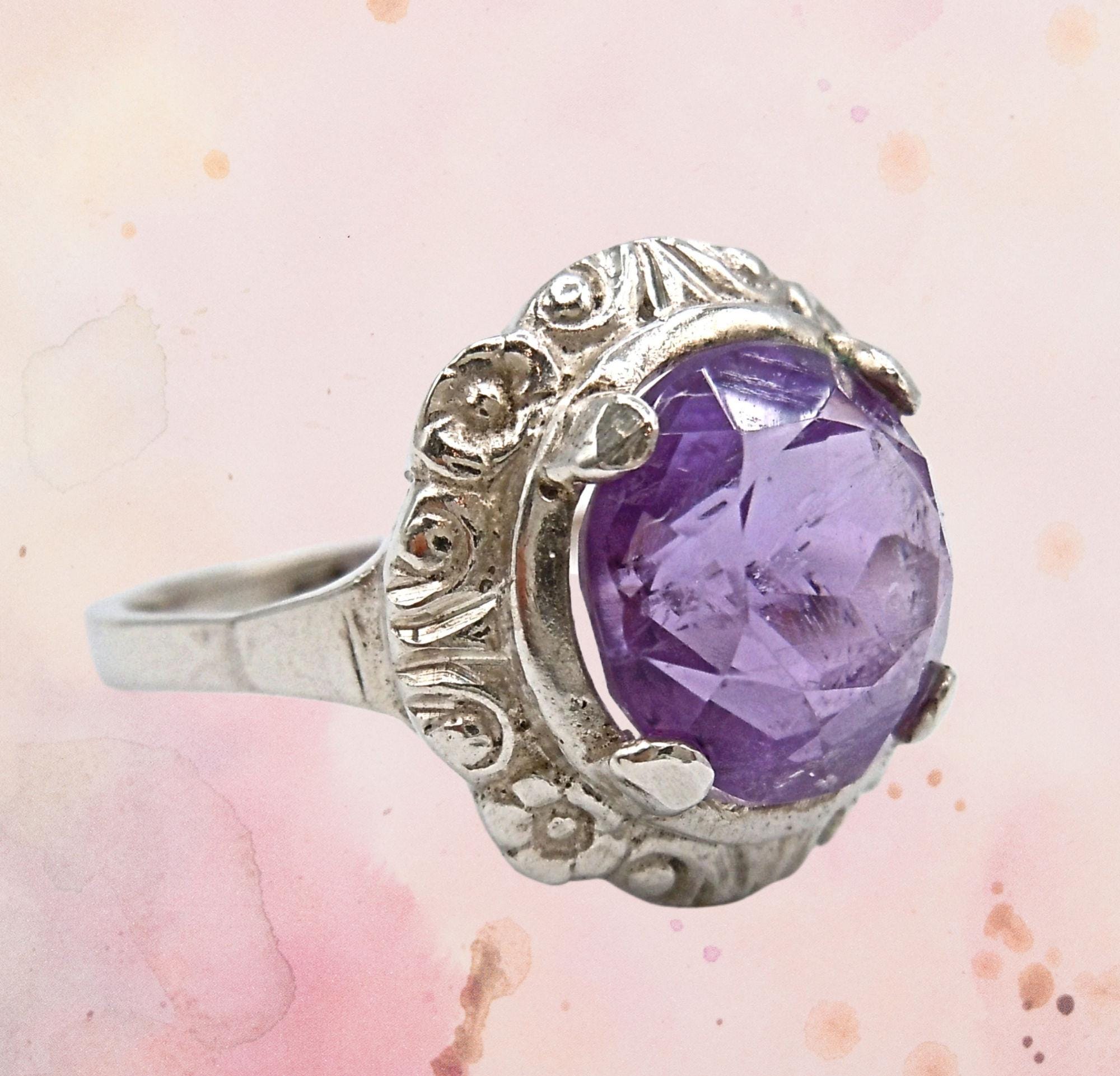 Achetez Ensemble de Bagues Clover en Argent Blanc Améthyste 1.35 Carats Ronde taillé