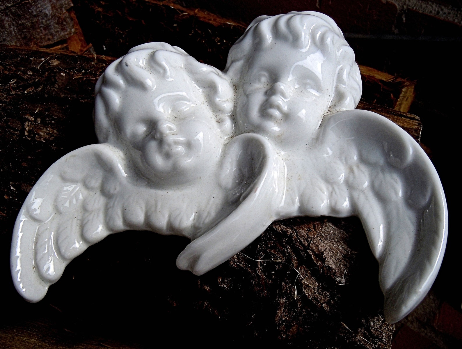 Antique Angel Heads Wall Relief in Porcelain Etsy