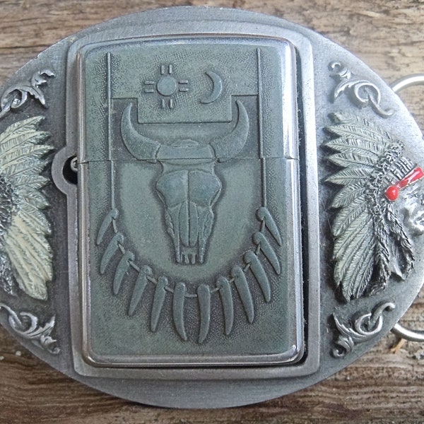 Buckle belt buckle Indian + Zippo buffalo head