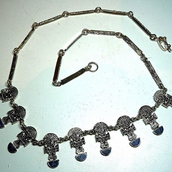 Vintage Collier Inka Tumi Heilgott INTI mit Lapislazuli