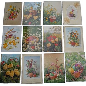 Vintage Retro Osterpostkarten 12er Set - 3x4 Stck.verblistert