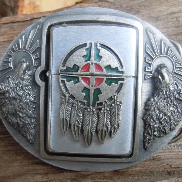 Buckle belt buckle wolves with Zippo