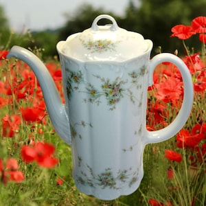 Kaffekanna med lock, höjd 26 cm, Rosenthal MonBijou-form, grön rankadekor