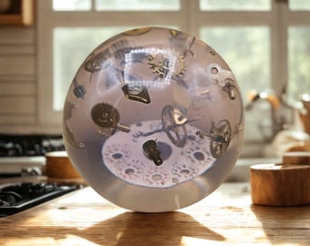 Sculptuur van Pierre Giraudon, 15 cm, 2,2 kg, geëxplodeerde waterklok, Lucite, vintage, jaren 70