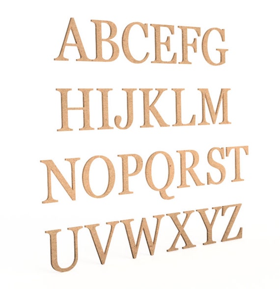 Full Alphabet 6 Inch MDF Wood Letters in Standard Serif Type Face Font for  Signs or Names 