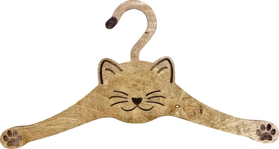 Cute Animal Kitty Cat Paws Tail Laser Engraved Wood Coat Hanger Etsy