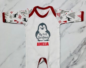 My 1st Christmas babygrow PERSONALISED/My first christmas babygrow with name/First xmas/First Christmas/First christmas present 0-3 months