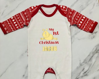 My 1st Christmas babygrow PERSONALISED/My first christmas babygrow with name/First xmas/First Christmas/First christmas present 0-3 months