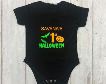 1st Halloween Babygrow vest/PERSONALISED/1st Halloween/Baby halloween/First baby halloween/First halloween