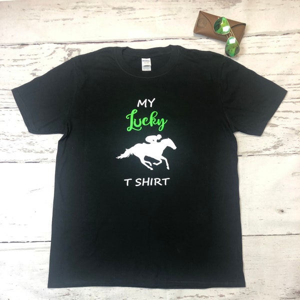 Horse racing T shirt His or Hers Lucky