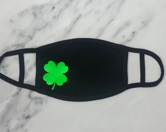 Shamrock facemask/4 leaf clover facemask/Washable Face mask/Reusable face mask/lucky facemask/face mask gift/reusable face mask/secret santa
