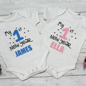 My first new year/1st New Year/New year baby/ first baby new year babygrow vest/personalised with name