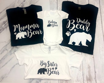 Camisetas a juego para toda la familia / Camisetas a juego para papá, mamá, hijo e hija / Body para bebé / Mamá osa / Papá oso / Regalo familiar / Día de la Madre / Día del Padre