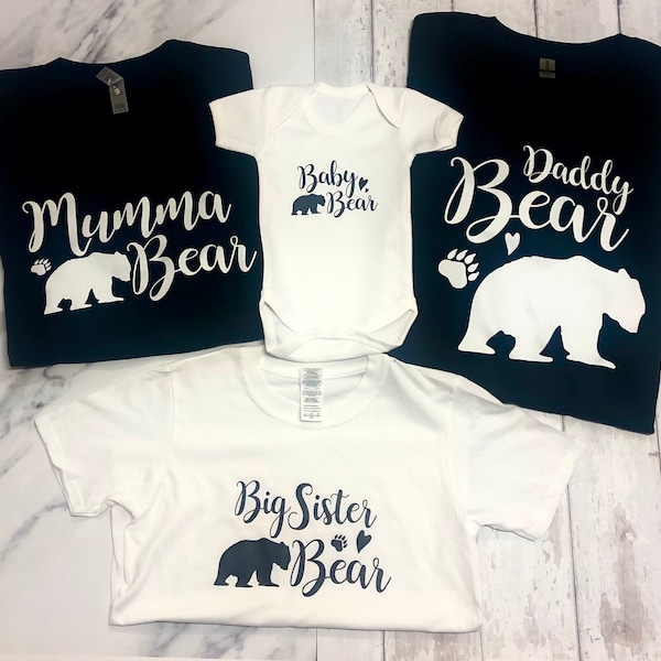 Family Matching T Shirts/ Dad, Mum, son daughter matching T shirts/Babygrow vest/mumma bear/daddy bear/family gift/mothers day/fathers day