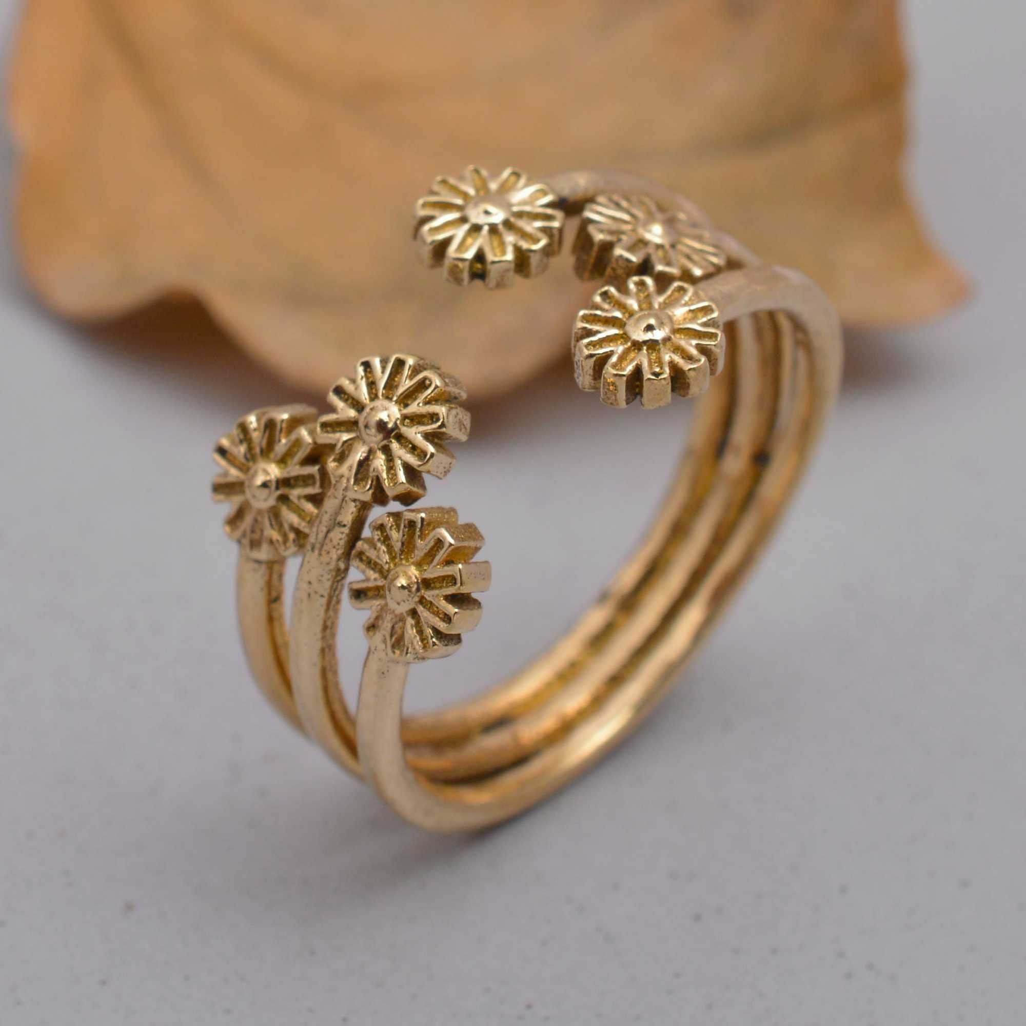 Adjustable Flower Ring, 18k Gold Floral Ring, Rings for Women, Gift for ...