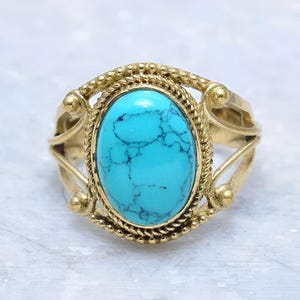 Turquoise Ring, Handmade Ring, Gemstone Ring, Natural Turquoise Ring, Birthstone Ring, Statement Ring, Bohemian Ring, Turquoise Jewelry