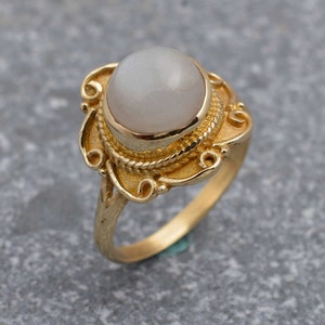 Anillo de piedra lunar, anillo chapado en oro de 18 k, anillo llamativo, piedra lunar natural, anillo de bodas, joyería de piedra lunar, anillo con piedra de nacimiento de junio, anillo decorativo.