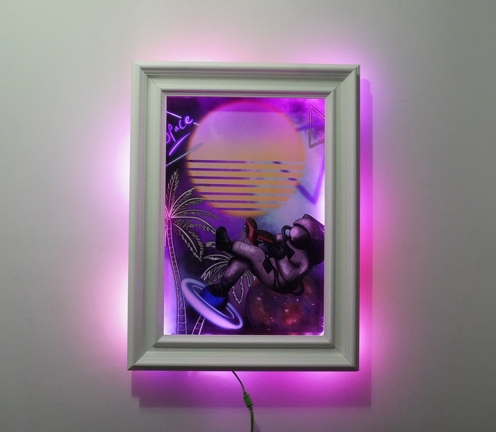 rotating photo frame with light