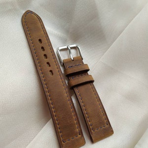 Vintage Brown wax leather handmade luxury strap band 14 mm 16 mm 18 mm 19 mm 20 mm 21 mm 22 mm custom gift free shipping plywood box strap