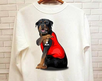 Rottweiler da donna con cappuccio Pullover donne Hoodie cuore amore cani IDEA REGALO
