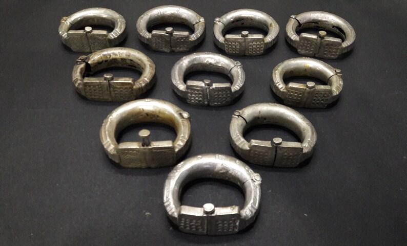 Free Shipping 10 Ethnic Banjara Gypsy Kuchi Collectable Handmade Old Hand Cuff Bangles