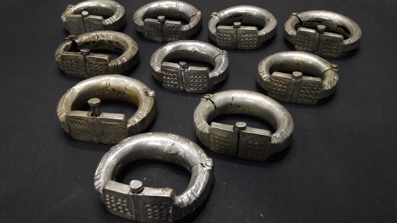 Free Shipping 10 Ethnic Banjara Gypsy Kuchi Collectable Handmade Old Hand Cuff Bangles