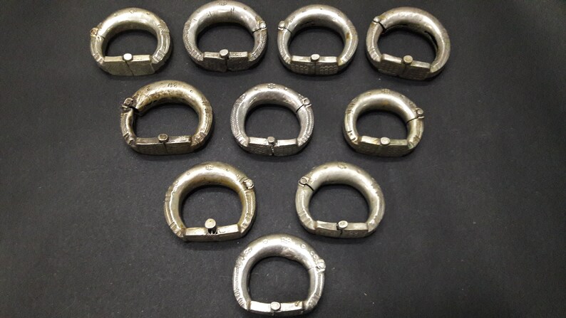 Free Shipping 10 Ethnic Banjara Gypsy Kuchi Collectable Handmade Old Hand Cuff Bangles