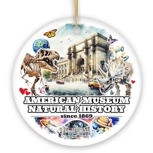 Artistic American Museum of Natural History Ceramic Ornament, Vintage AMNH New York City History Souvenir