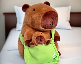 Coco the Capybara and Her Baby Plushie Set, Adorable 12" Stuffed Animal Toy Gift for Children