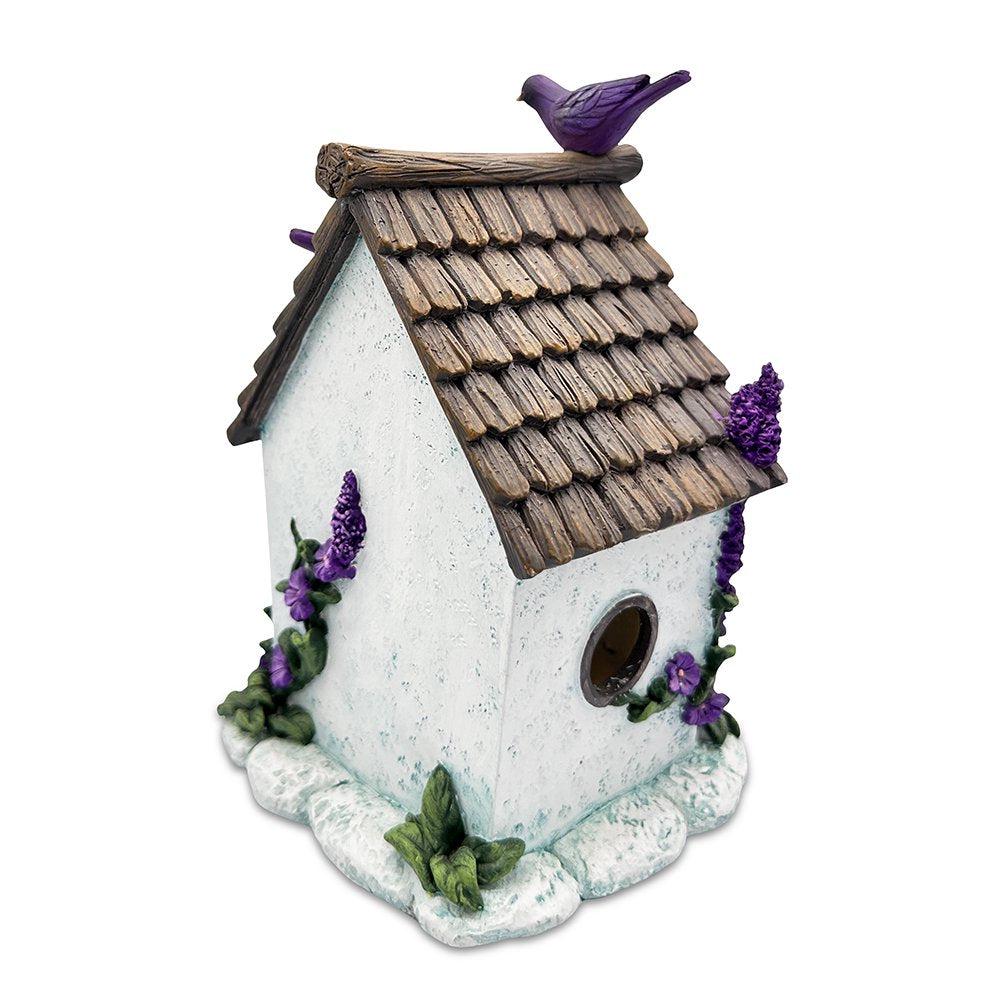 Lovely Floral Lavender Bird House Figurine, 7