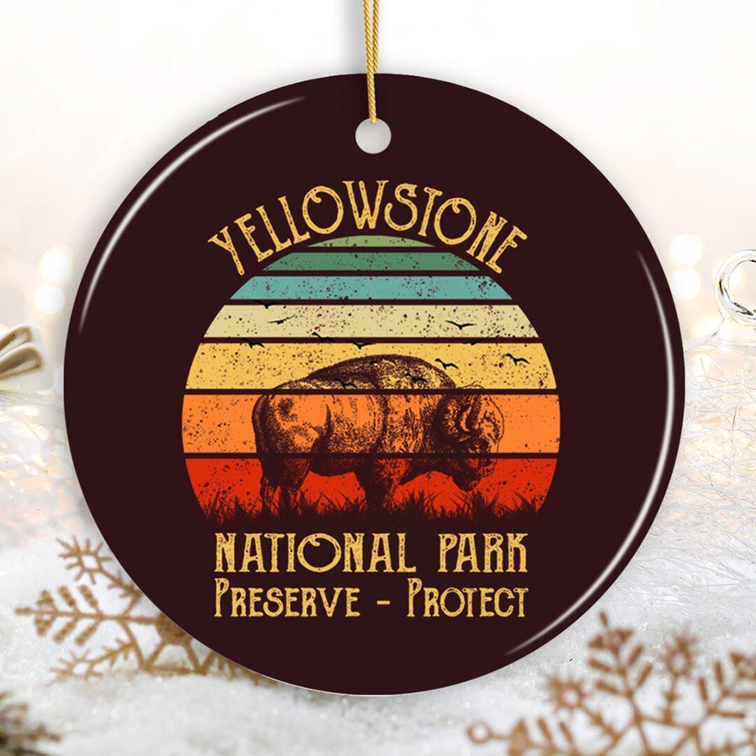 Yellowstone National Park Retro Bison Ornament - Etsy