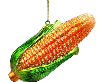 Charming Corn Glass Christmas Ornament, Farmer Style Tree Decor